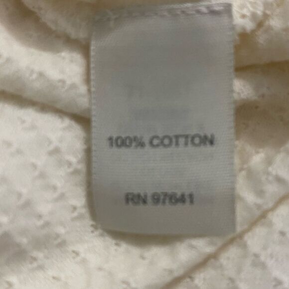 J. Jill 100% cotton, ruffle sleeve and hem Cream color Henley size Medium - Picture 6 of 7